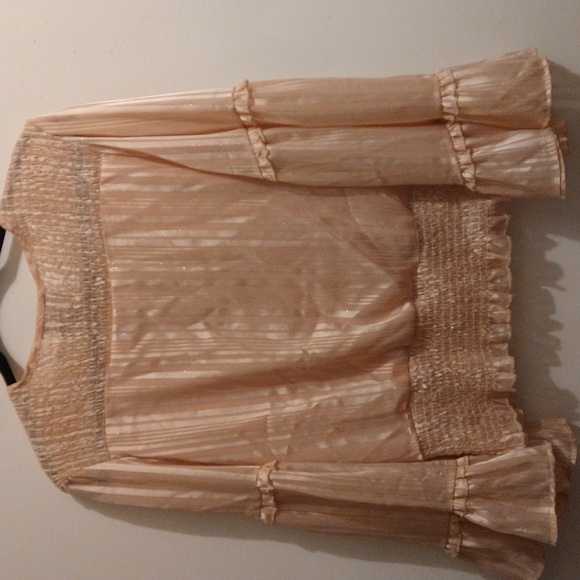 Angie Long Flare Layered Sleeves Pull Over Top Blouse Size L Pink #W-541 - Picture 7 of 13